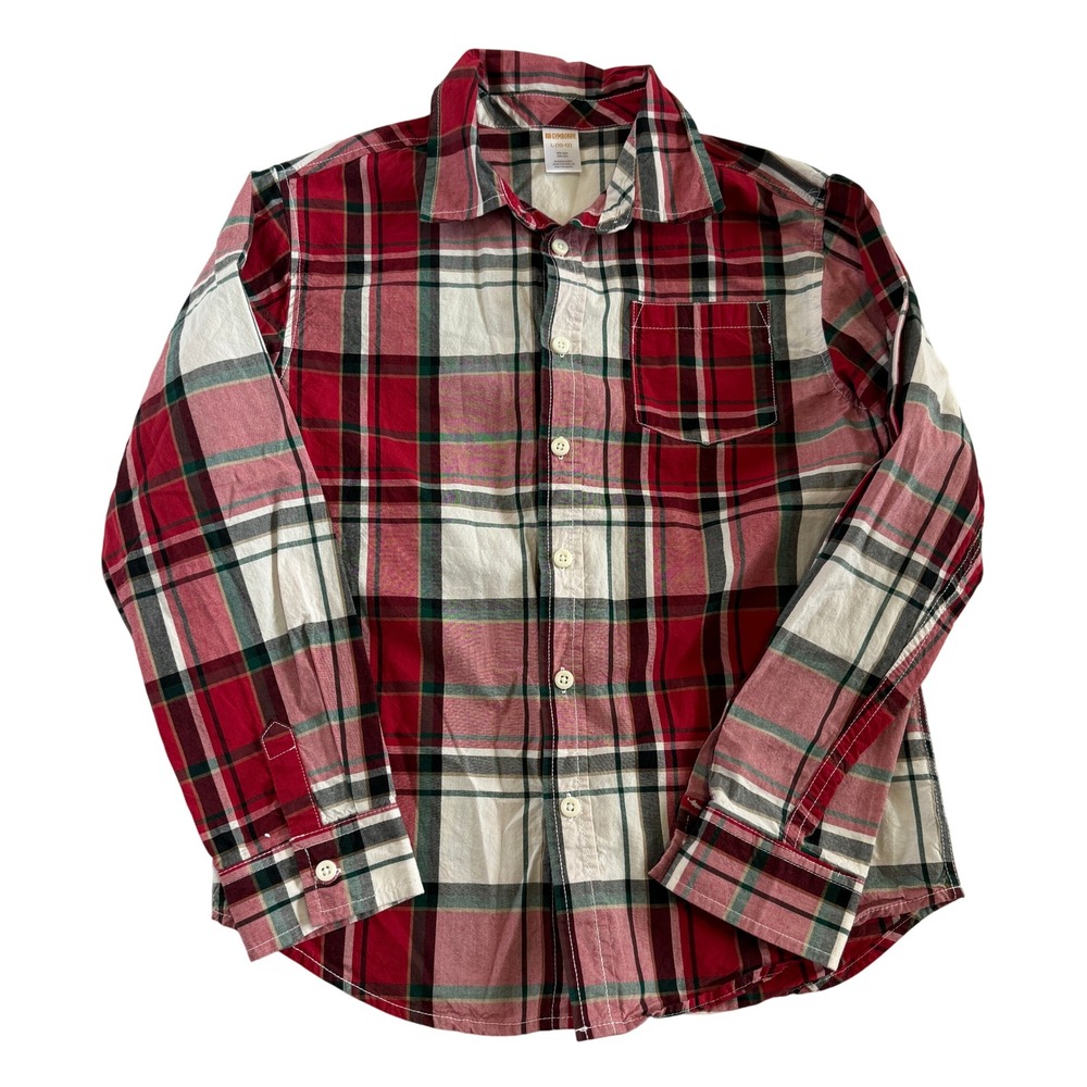 Gymboree Boys Red Plaid Button Down Shirt Long Sleeve Size L 10-12 140159380